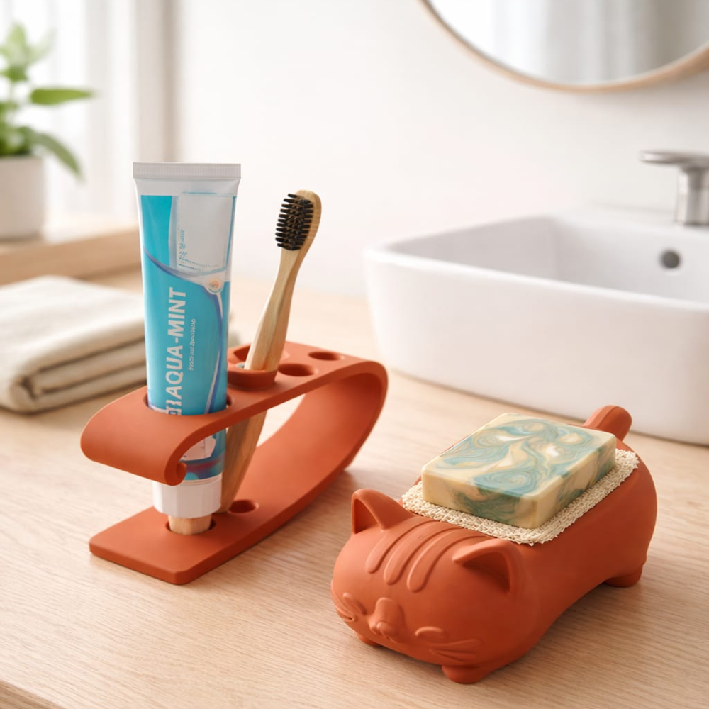 Diş Fırçası Tutucu & Sevimli Sabunluk Seti